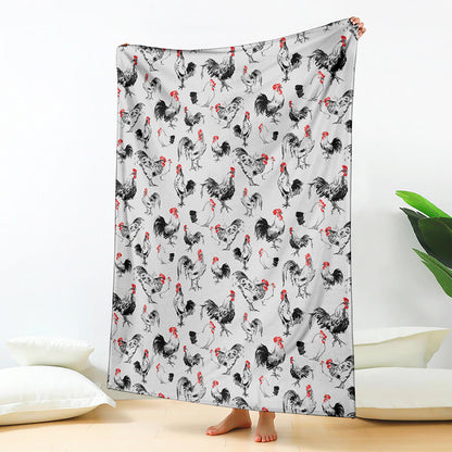 Chicken Ink Painting Pattern Print Blanket
