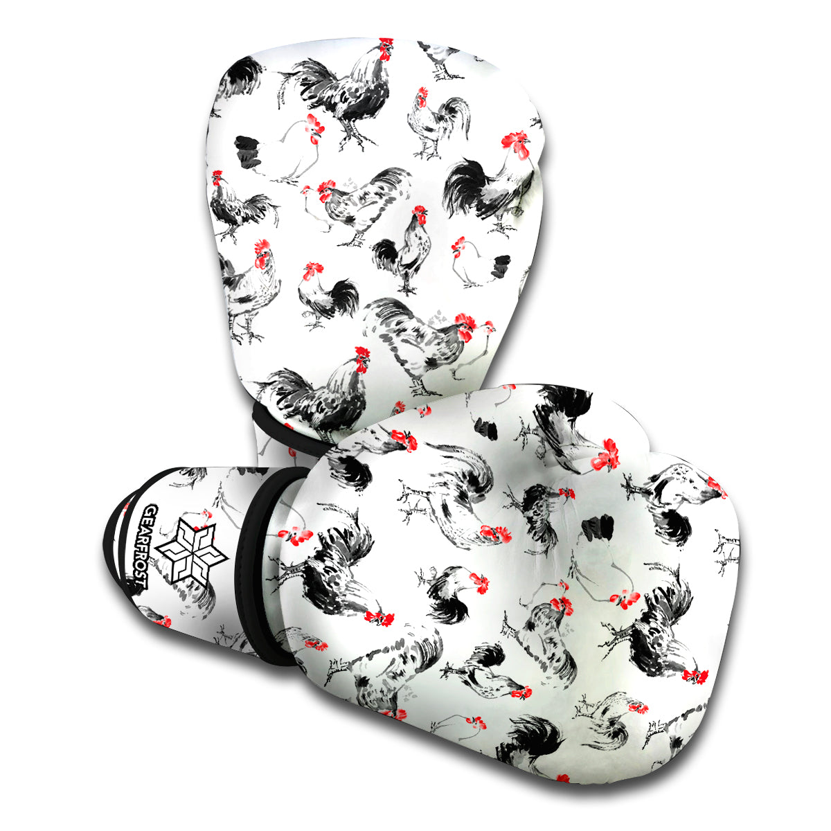 Chicken Ink Painting Pattern Print Boxing Gloves