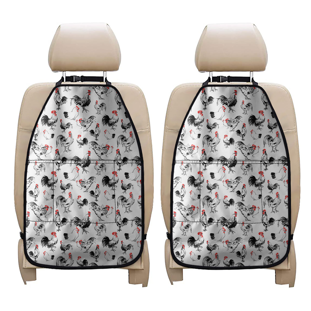 Chicken Ink Painting Pattern Print Car Seat Organizers
