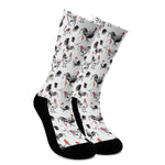 Chicken Ink Painting Pattern Print Crew Socks