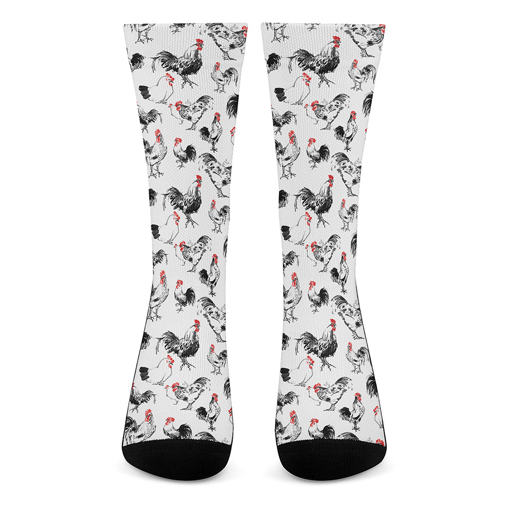 Chicken Ink Painting Pattern Print Crew Socks