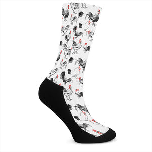 Chicken Ink Painting Pattern Print Crew Socks