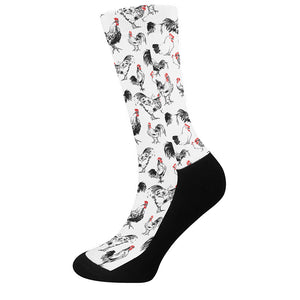 Chicken Ink Painting Pattern Print Crew Socks