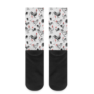 Chicken Ink Painting Pattern Print Crew Socks