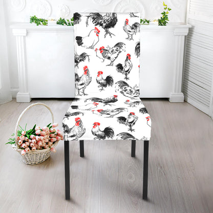Chicken Ink Painting Pattern Print Dining Chair Slipcover