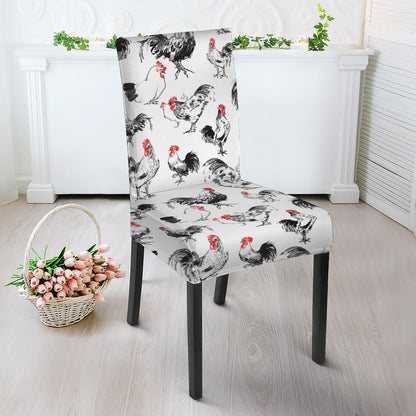 Chicken Ink Painting Pattern Print Dining Chair Slipcover