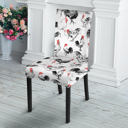 Chicken Ink Painting Pattern Print Dining Chair Slipcover
