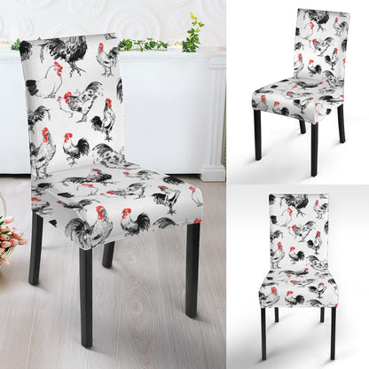 Chicken Ink Painting Pattern Print Dining Chair Slipcover