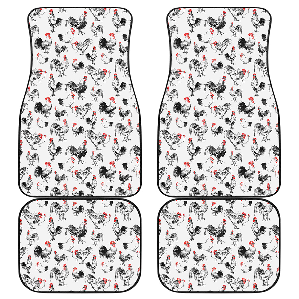 Chicken Ink Painting Pattern Print Front and Back Car Floor Mats