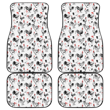Chicken Ink Painting Pattern Print Front and Back Car Floor Mats