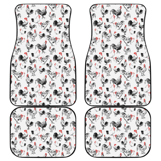 Chicken Ink Painting Pattern Print Front and Back Car Floor Mats