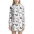 Chicken Ink Painting Pattern Print Pullover Hoodie Dress