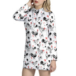 Chicken Ink Painting Pattern Print Hoodie Dress