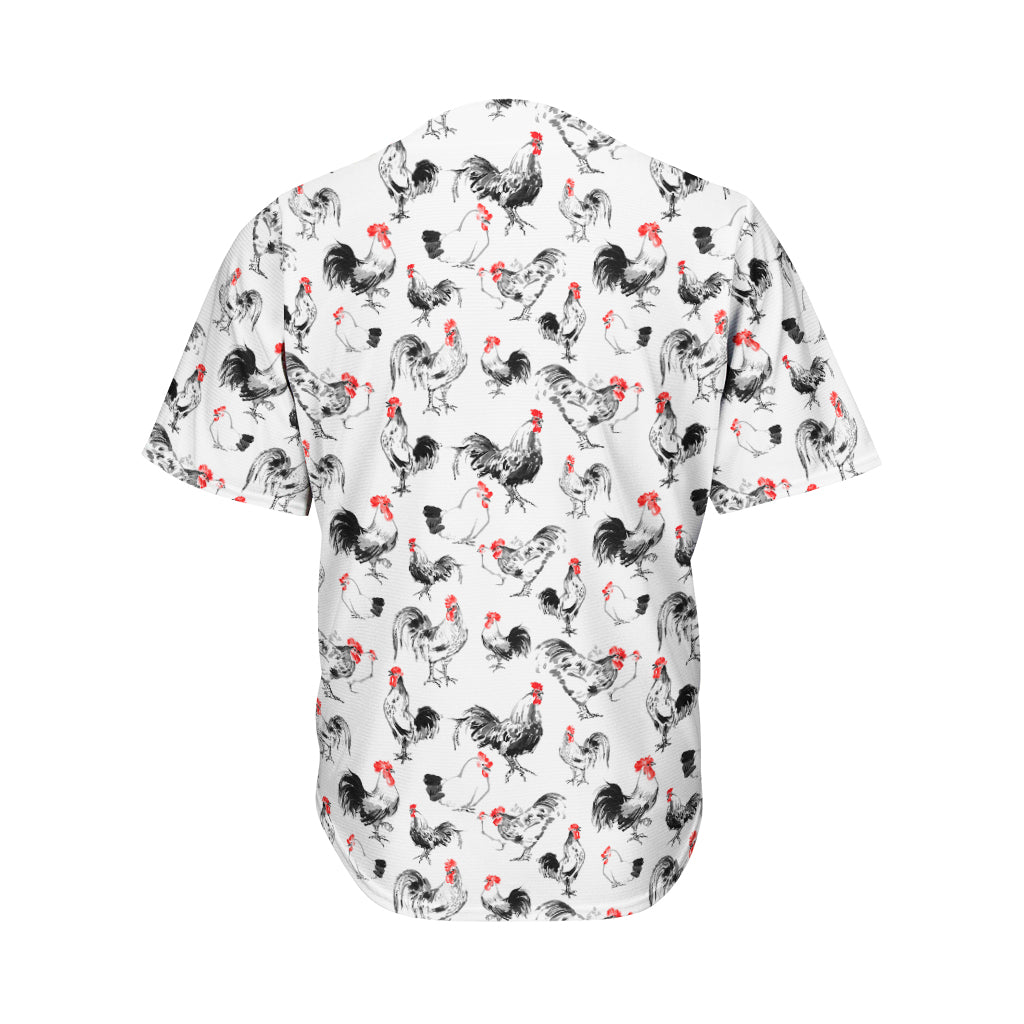 Chicken Ink Painting Pattern Print Men's Baseball Jersey