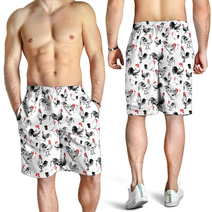 Chicken Ink Painting Pattern Print Men's Shorts