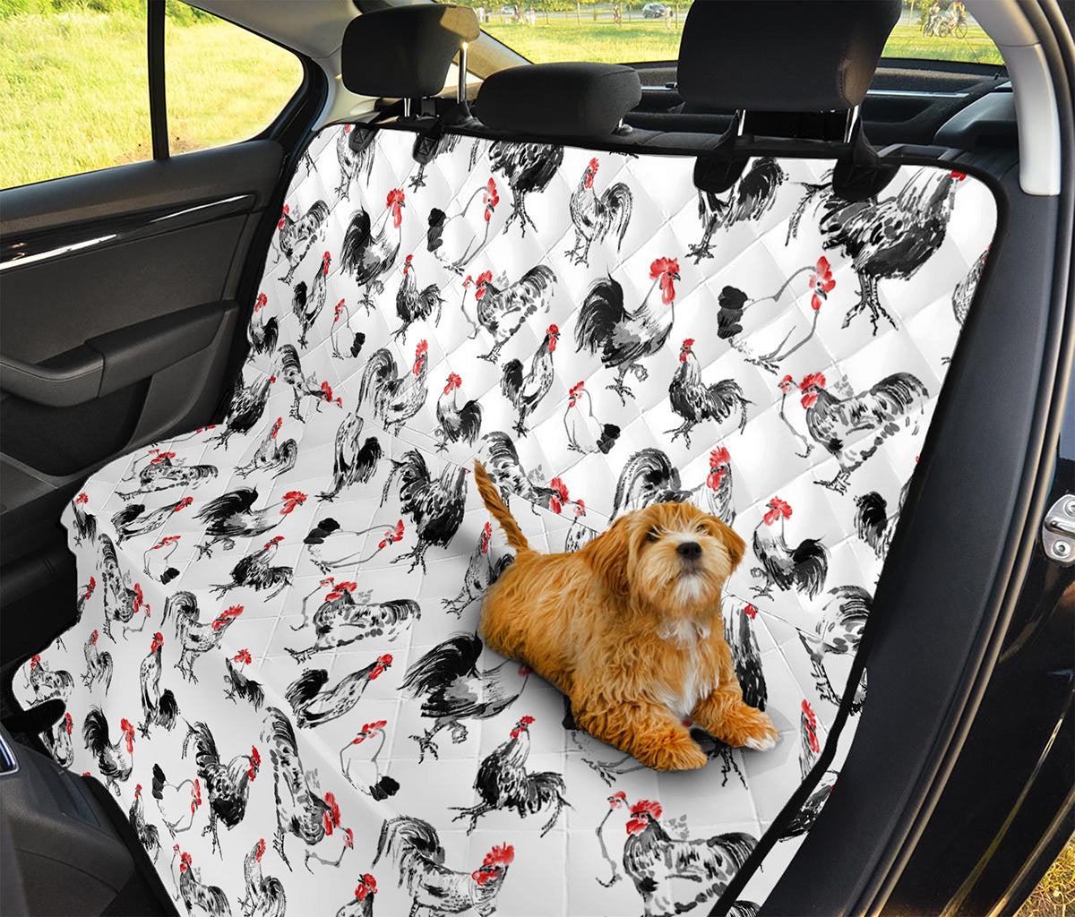 Chicken Ink Painting Pattern Print Pet Car Back Seat Cover