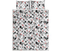 Chicken Ink Painting Pattern Print Quilt Bed Set