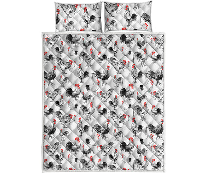 Chicken Ink Painting Pattern Print Quilt Bed Set