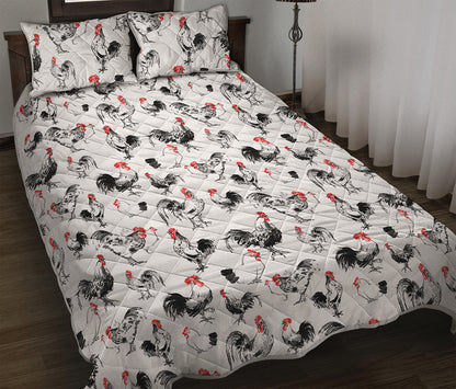 Chicken Ink Painting Pattern Print Quilt Bed Set
