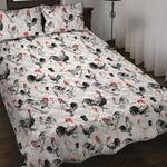 Chicken Ink Painting Pattern Print Quilt Bed Set