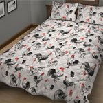 Chicken Ink Painting Pattern Print Quilt Bed Set