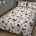 Chicken Ink Painting Pattern Print Quilt Bed Set