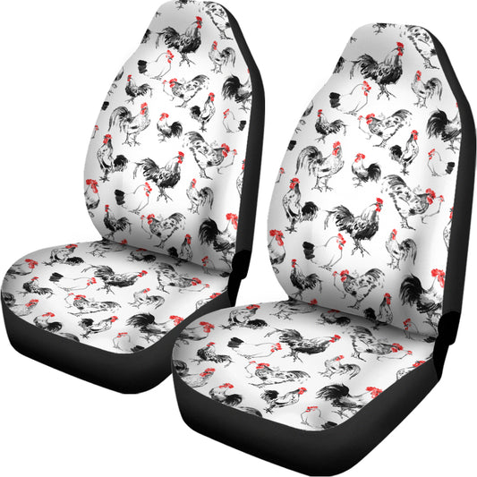 Chicken Ink Painting Pattern Print Universal Fit Car Seat Covers