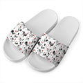 Chicken Ink Painting Pattern Print White Slide Sandals