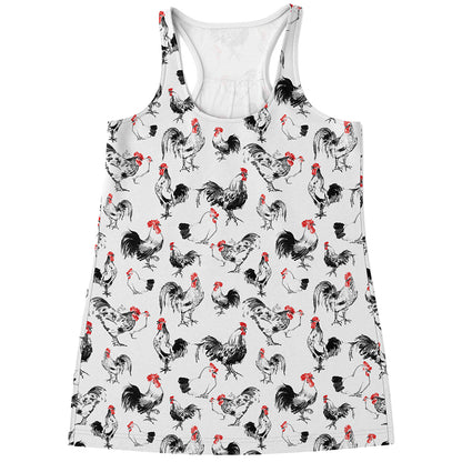 Chicken Ink Painting Pattern Print Women's Racerback Tank Top