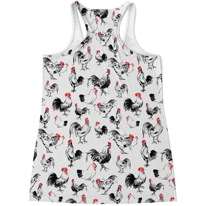 Chicken Ink Painting Pattern Print Women's Racerback Tank Top