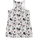Chicken Ink Painting Pattern Print Women's Racerback Tank Top