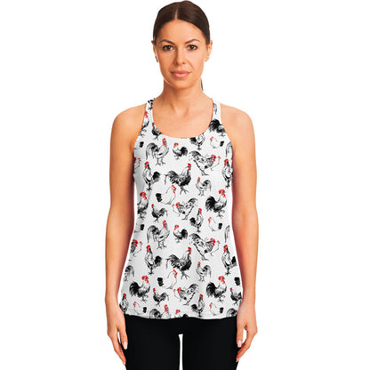Chicken Ink Painting Pattern Print Women's Racerback Tank Top