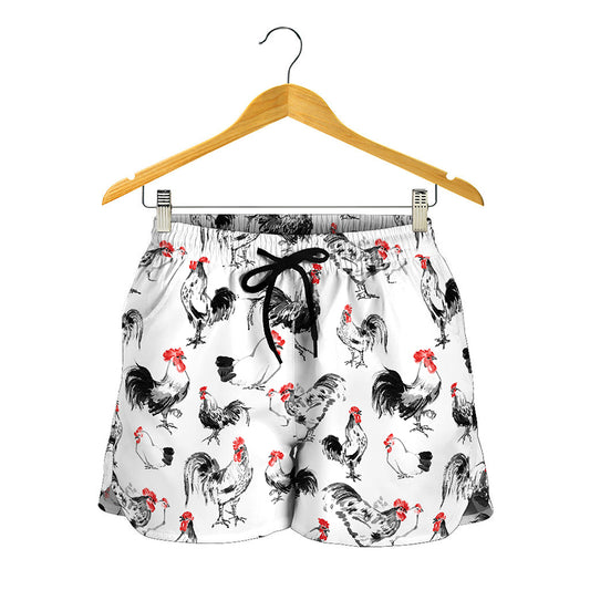 Chicken Ink Painting Pattern Print Women's Shorts