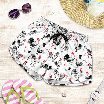 Chicken Ink Painting Pattern Print Women's Shorts