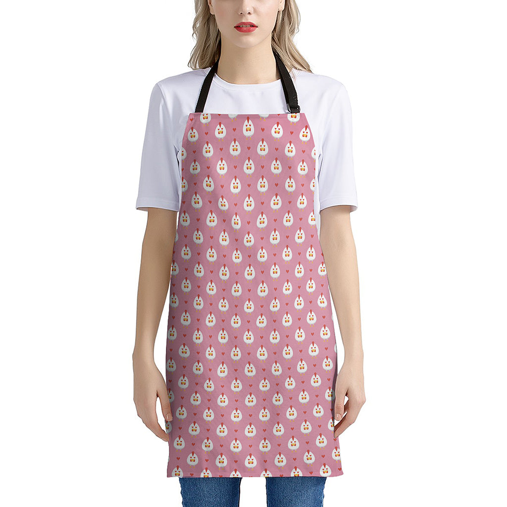 Chicken Love Emoji Pattern Print Apron