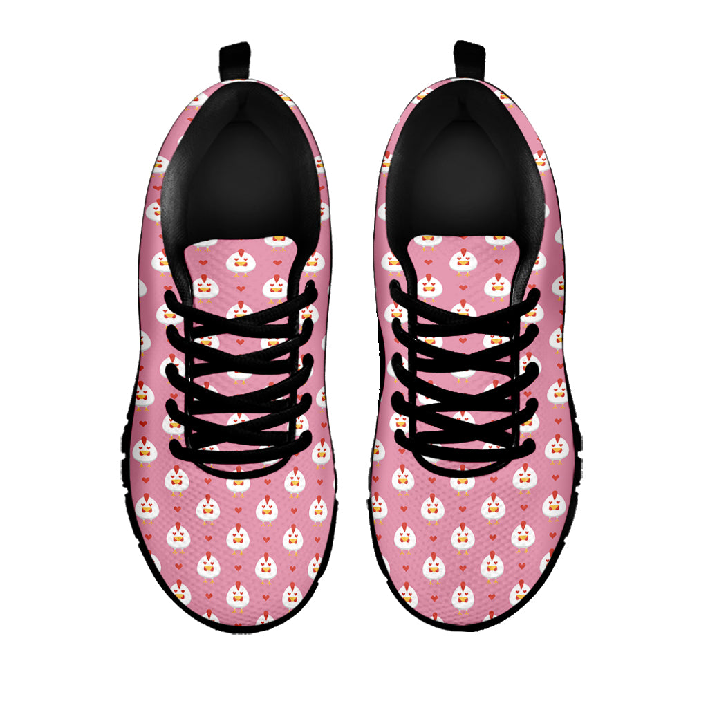 Chicken Love Emoji Pattern Print Black Sneakers