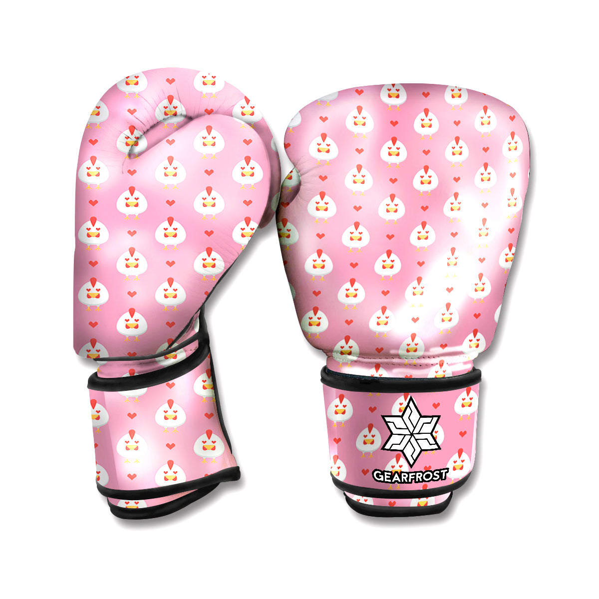 Chicken Love Emoji Pattern Print Boxing Gloves