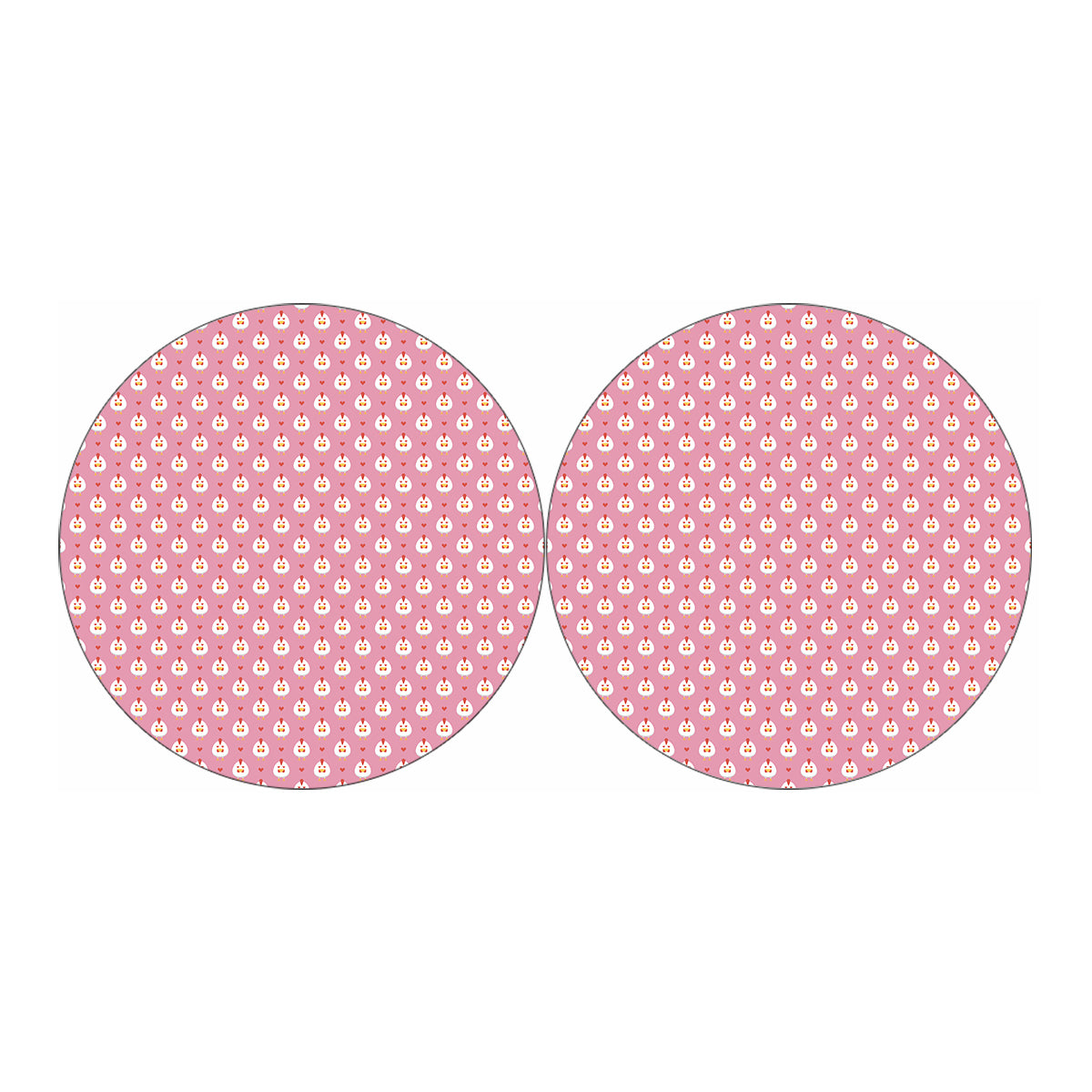 Chicken Love Emoji Pattern Print Car Coasters