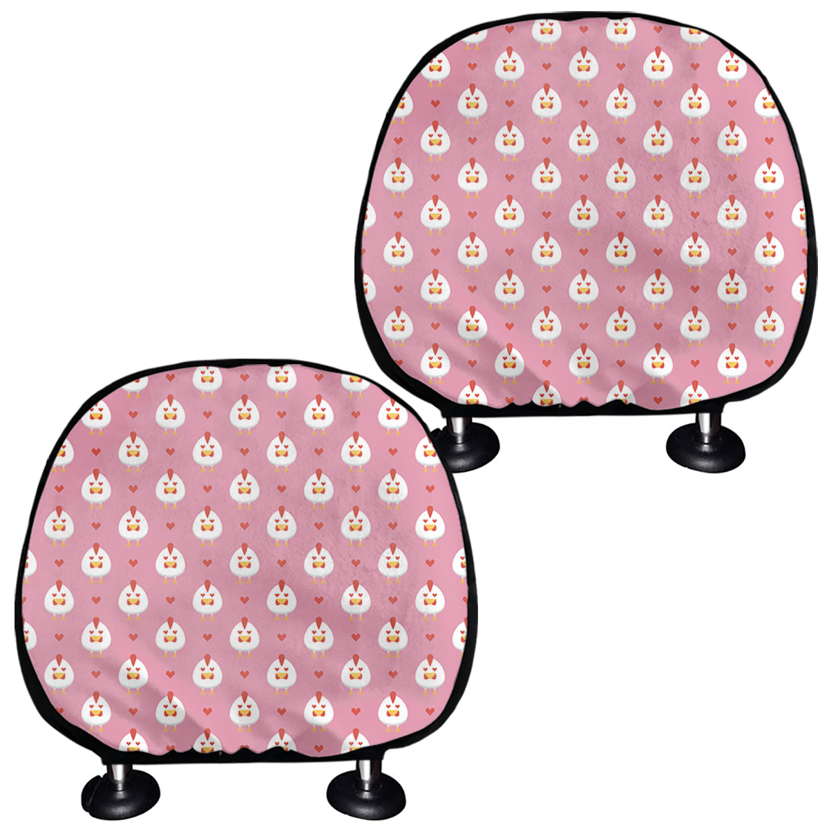 Chicken Love Emoji Pattern Print Car Headrest Covers