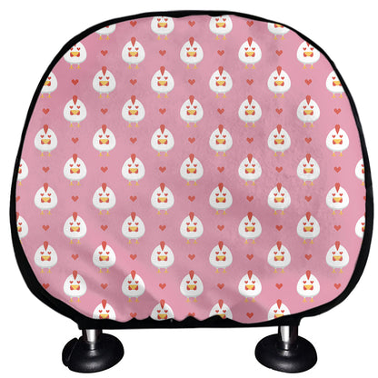 Chicken Love Emoji Pattern Print Car Headrest Covers