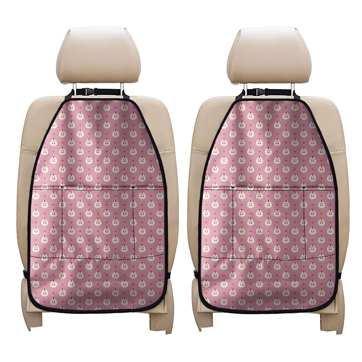 Chicken Love Emoji Pattern Print Car Seat Organizers