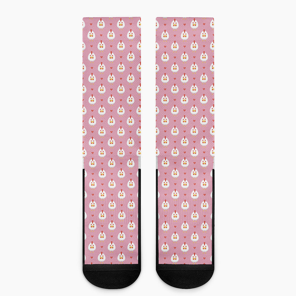 Chicken Love Emoji Pattern Print Crew Socks