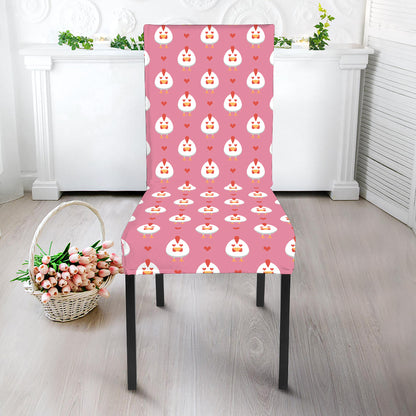 Chicken Love Emoji Pattern Print Dining Chair Slipcover