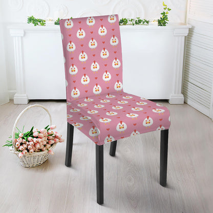 Chicken Love Emoji Pattern Print Dining Chair Slipcover