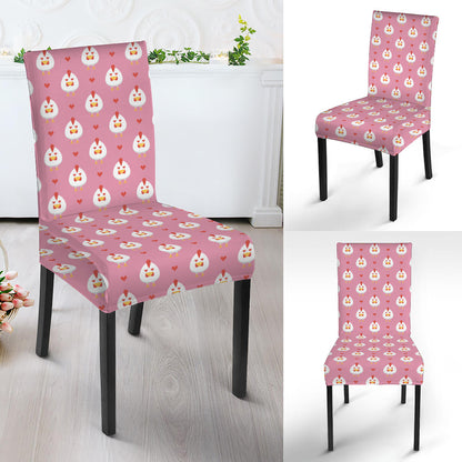 Chicken Love Emoji Pattern Print Dining Chair Slipcover