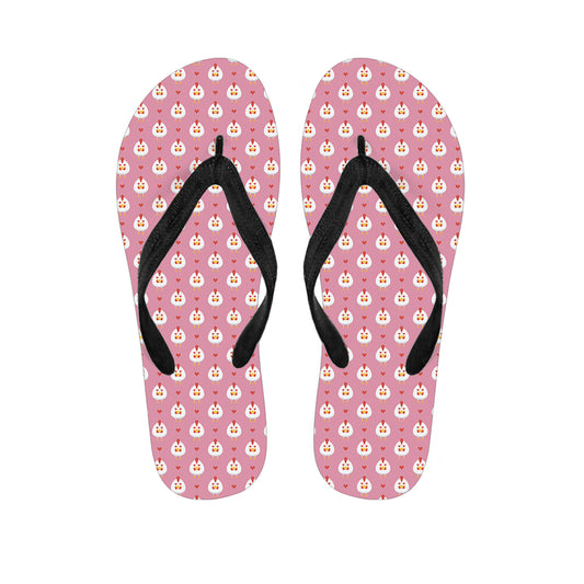 Chicken Love Emoji Pattern Print Flip Flops