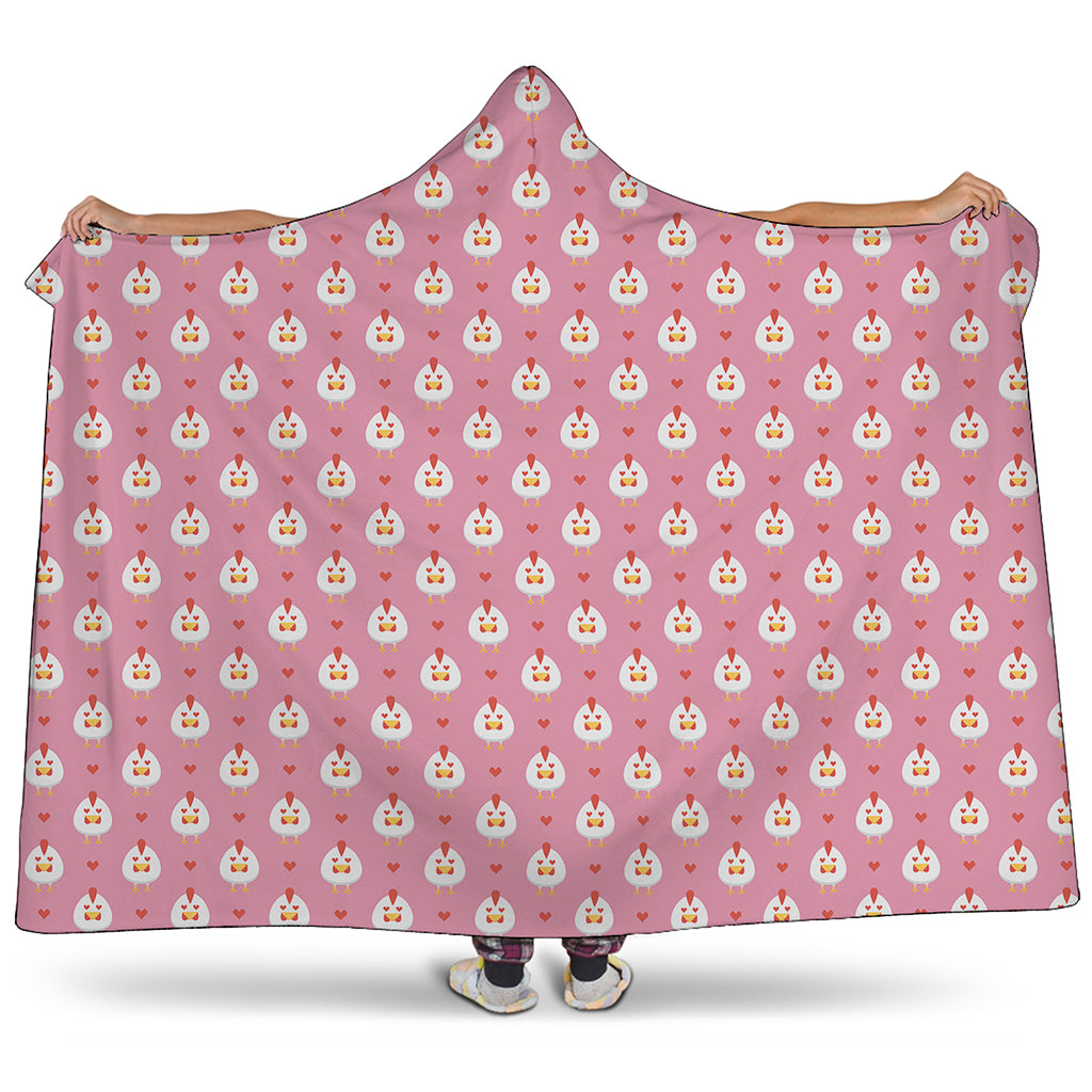 Chicken Love Emoji Pattern Print Hooded Blanket