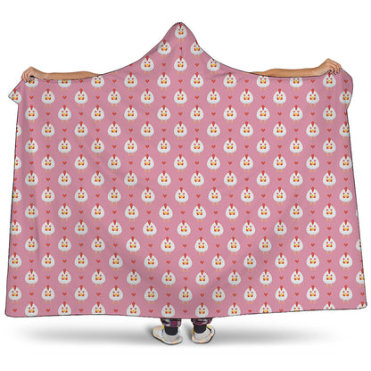 Chicken Love Emoji Pattern Print Hooded Blanket