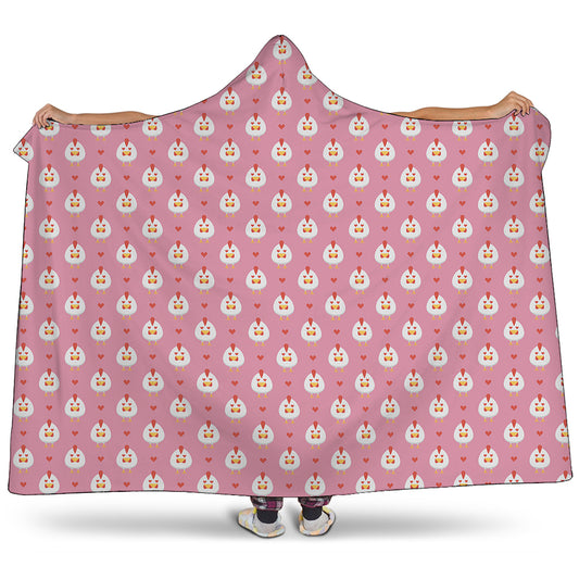 Chicken Love Emoji Pattern Print Hooded Blanket