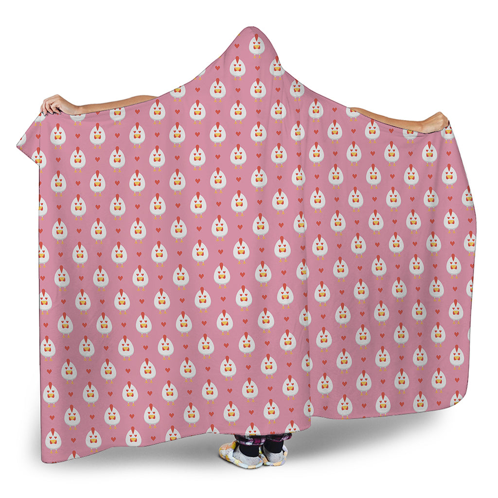 Chicken Love Emoji Pattern Print Hooded Blanket